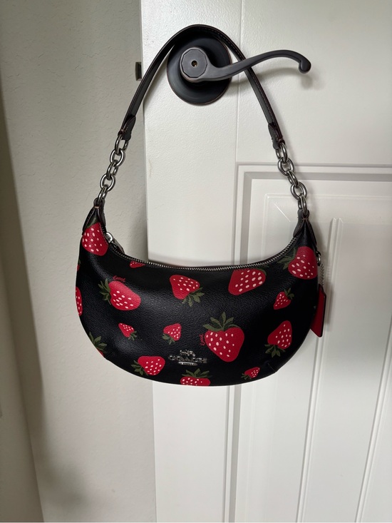 Coach Handbags - Coach Black Shoulder Bag with Red Strawberry Print